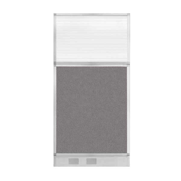 Hush Panel Configurable Cubicle Partition 3' x 6' Slate Fabric Clear Fluted Window w/ Cable Channel